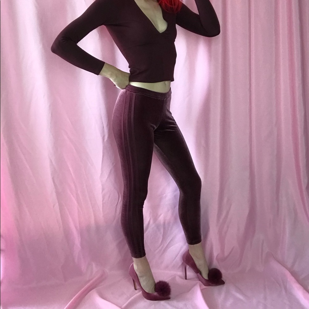 Adidas Maroon Velvet Leggings